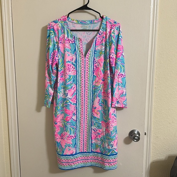 LILLY PULITZER SIZE LARGE NADINE CHILLYLILLY DRESS *GIMME THE JUICE* UPF 50+ - Picture 2 of 4